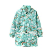 Herrnalise Rainy Season Children's Raincoat Jacket Cute Print Hooded Mid-length Jacket With Pockets,clearance under $10
